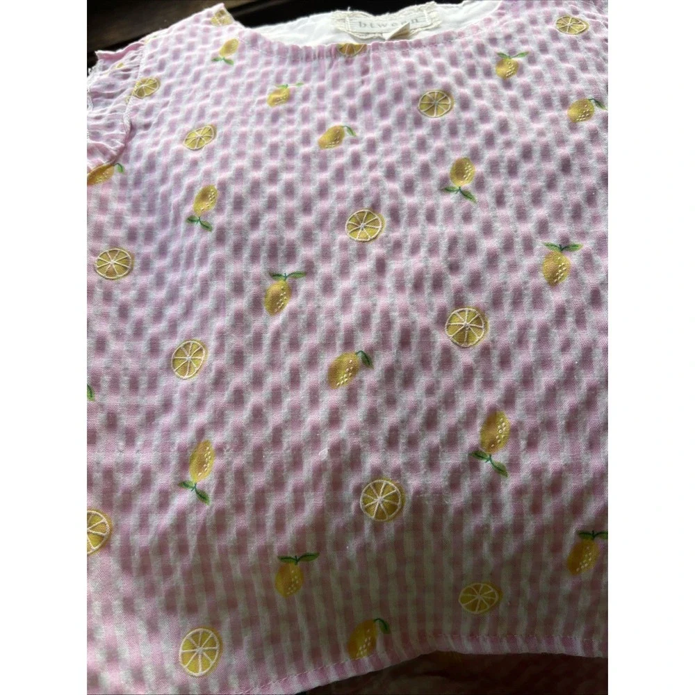 btween Size 6 pink gingham short set with Lemon Stitching - Picture 5 of 8